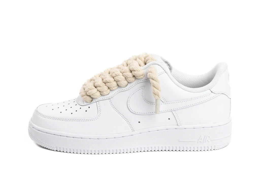 NIKE AIR FORCE 1 WHITE LOW 07 ROPE LACES BEIGE