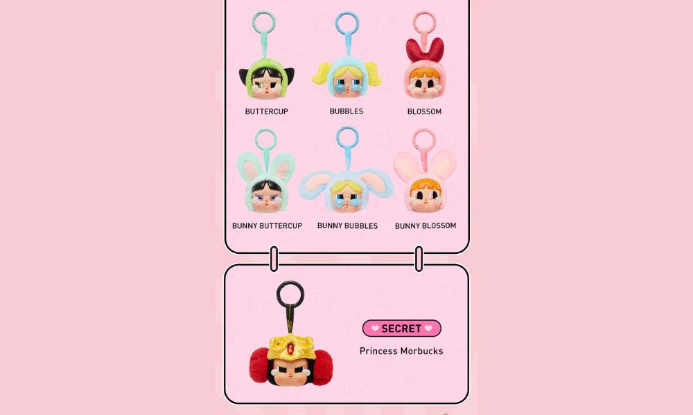 CRYBABY X POWERPUFF GIRLS - VINYL FACE PLUSH BLIND BOX The Powerpuff Girls underwent a fluffy makeover and can magnetically be stacked on top of each other or used as adorable keychains