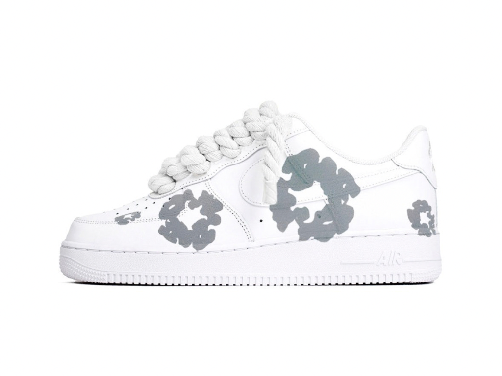 NIKE AIR FORCE 1 LOW '07 WHITE DENIM TEARS ROPE LACES