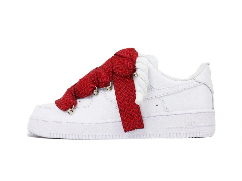 NIKE AIR FORCE 1 LOW '07 WHITE LANVIN ROPE LACES RED
