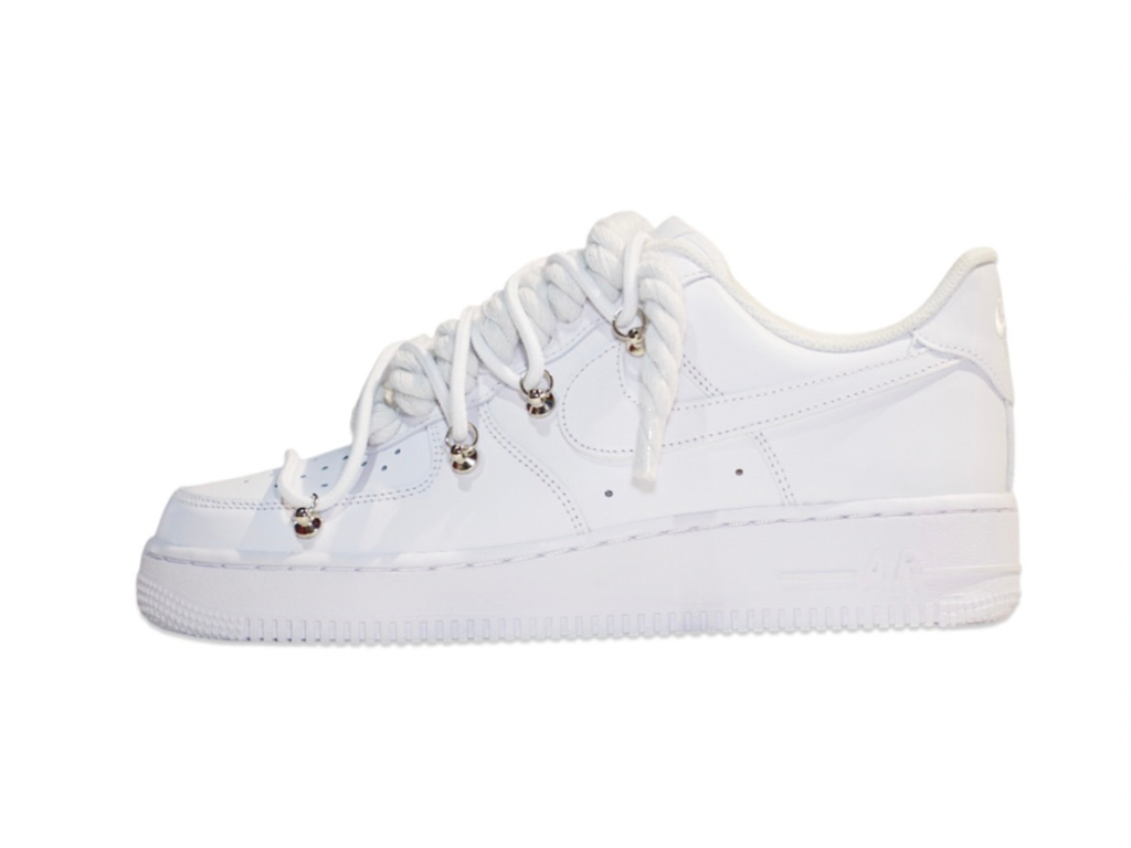 NIKE AIR FORCE 1 LOW ‘07 WHITE DOUBLE ROPE LACES WHITE WHITE