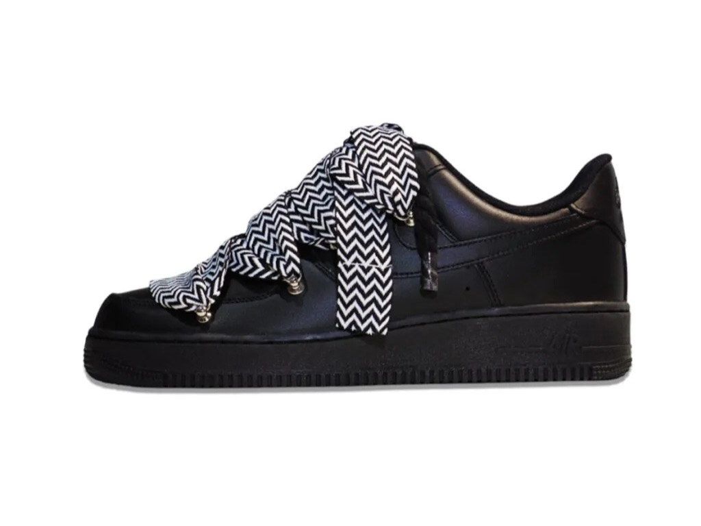 NIKE AIR FORCE 1 LOW '07 BLACK LANVIN ROPE LACES BLACK